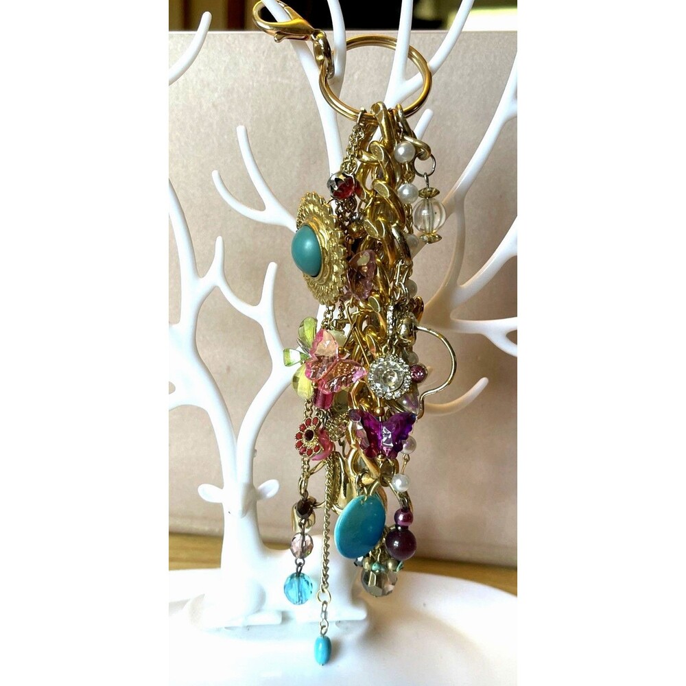 Bag Charm/Key Chain Handmade Vintage Jewels Crystals Butterfly’s Handmade